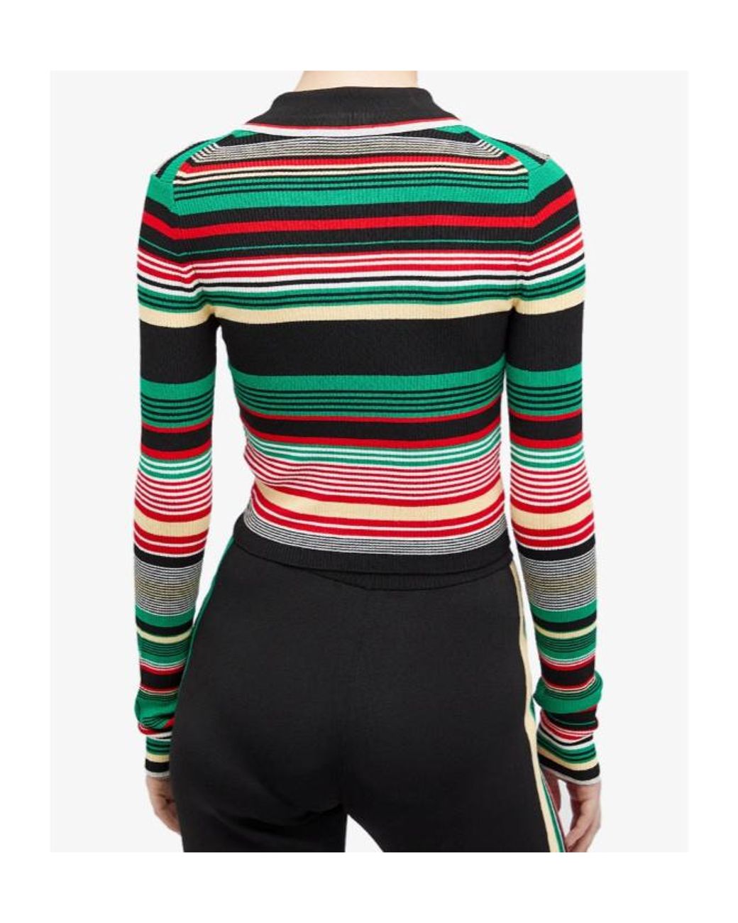 Rabanne Black Striped Knitted Polo Top