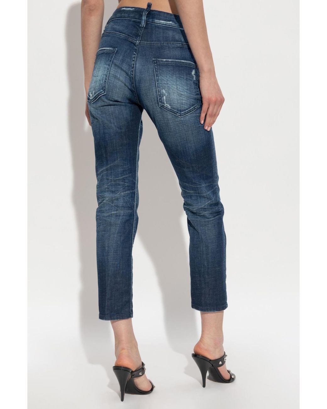 DSquared² Blue Straight Leg Distressed Jeans