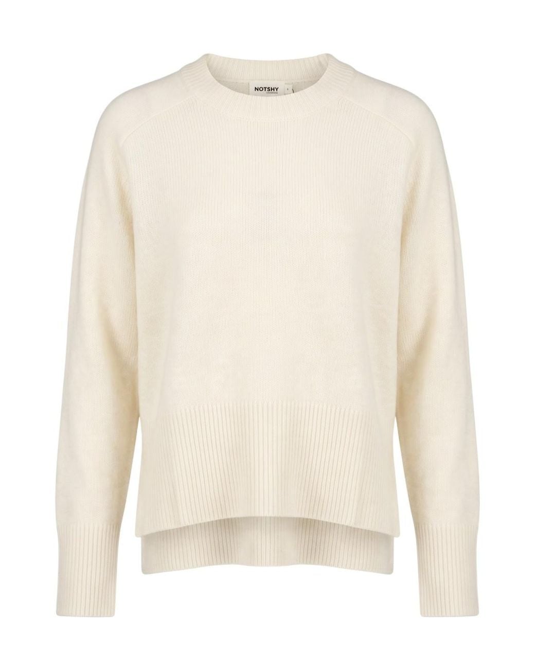 Not Shy White Ribbed-Knit Cashmere Sweater