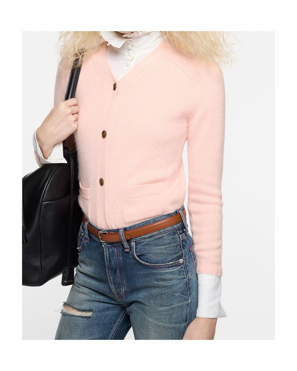 Acne Pink Cashmere V-Neck Cardigan