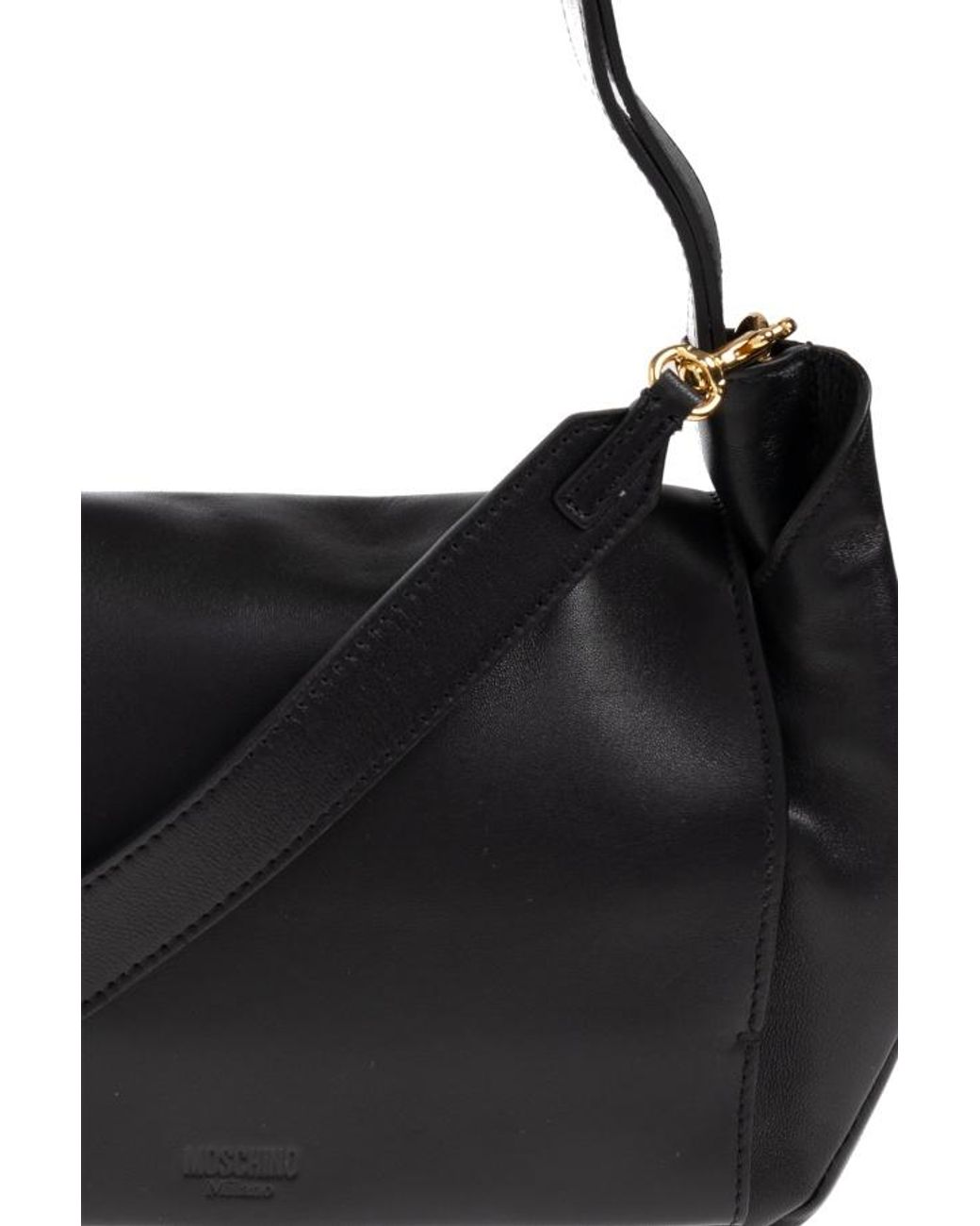 Moschino Black Logo Embossed Top Handle Bag