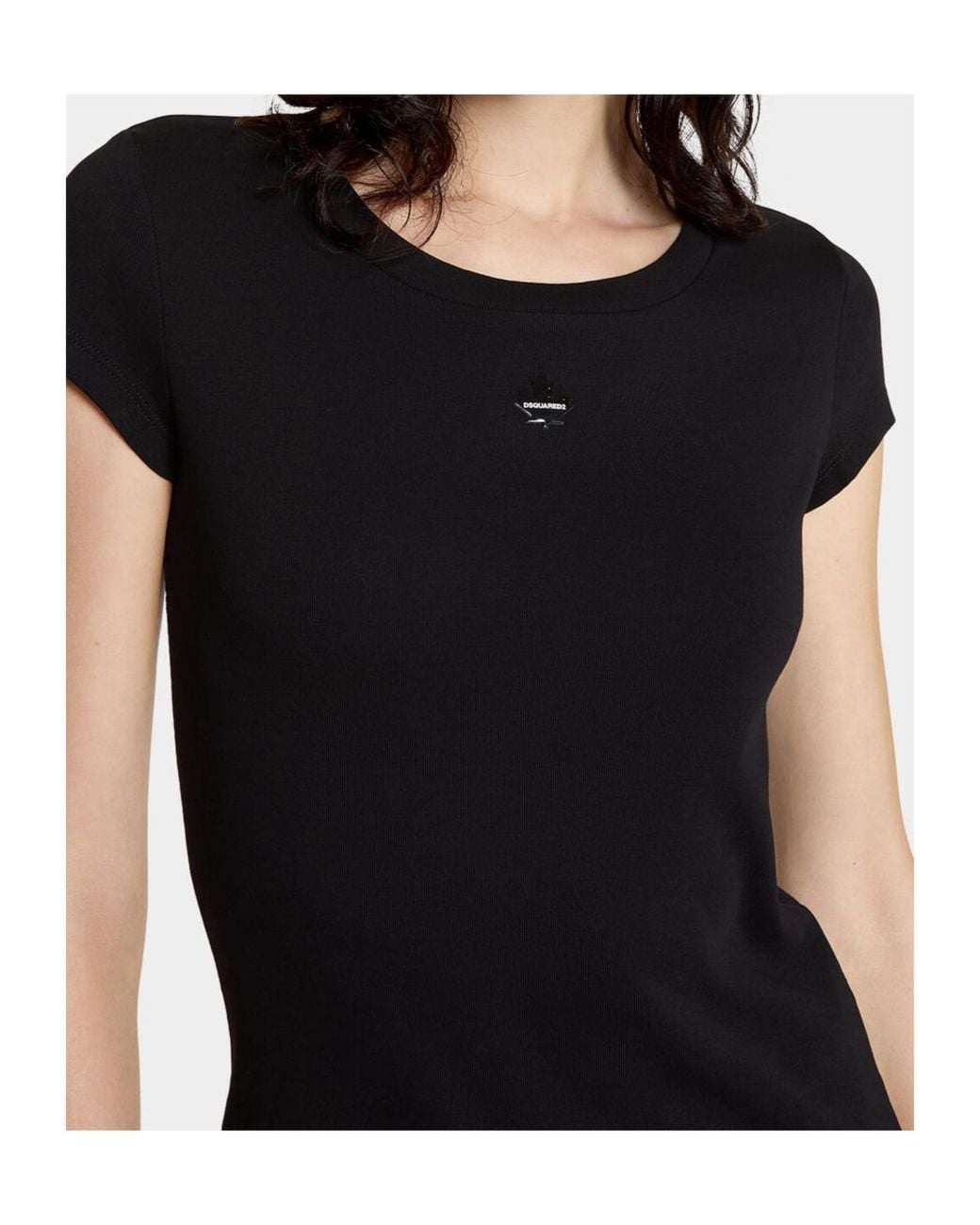 DSquared² Black Leaf Logo Plaque Crewneck T-Shirt