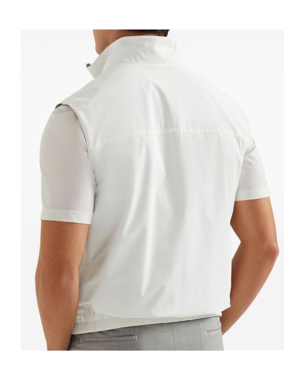 Brunello Cucinelli White Nylon Weather-Resistant Reversible Gilet for men