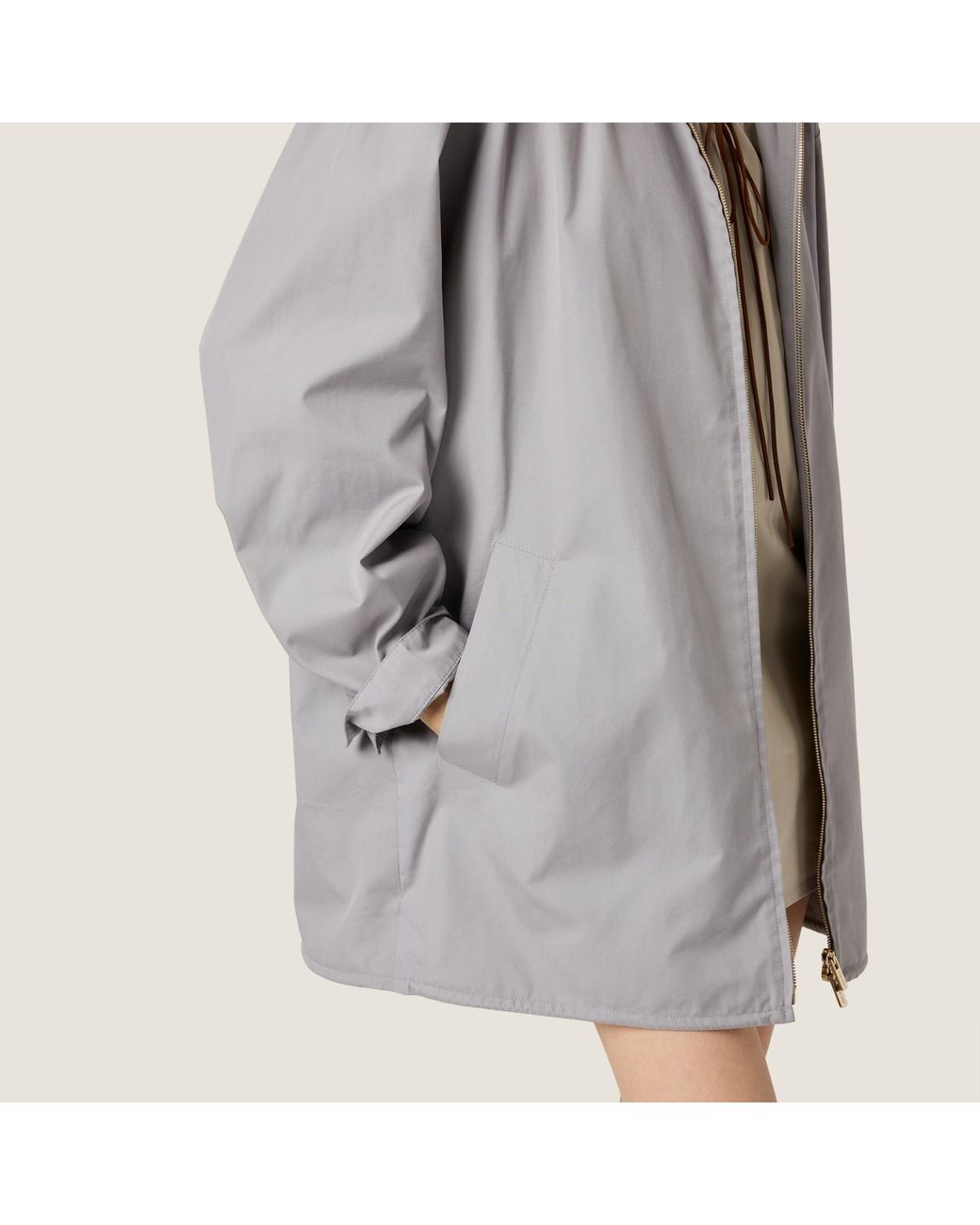 Miu Miu Gray Single-Breasted Panama Cotton Caban Jacket