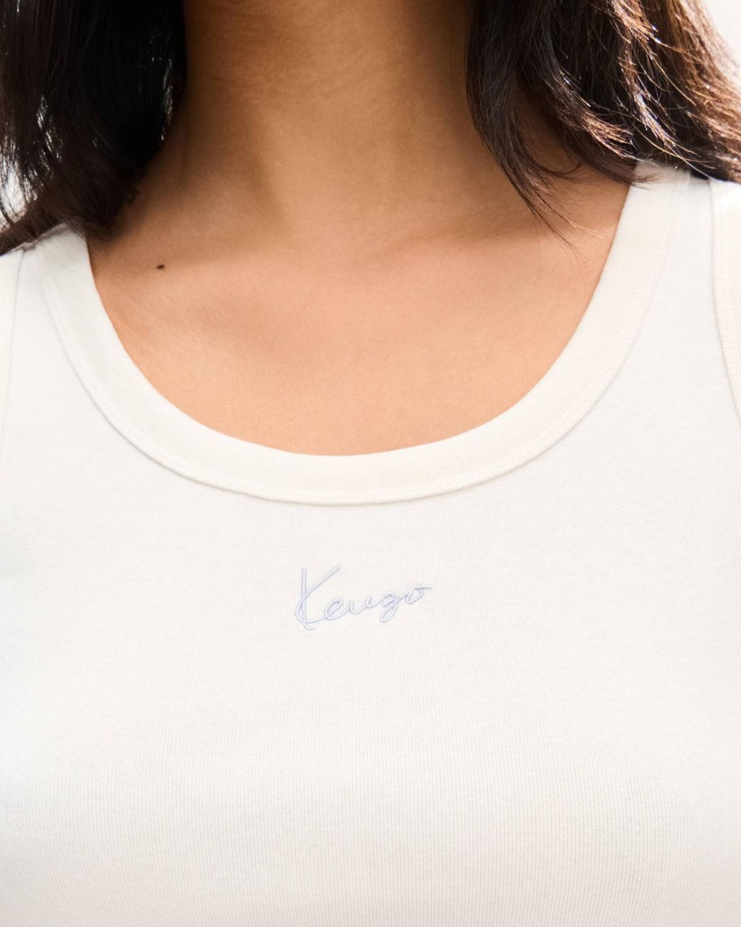 KENZO White Logo Ribbed Tank Top