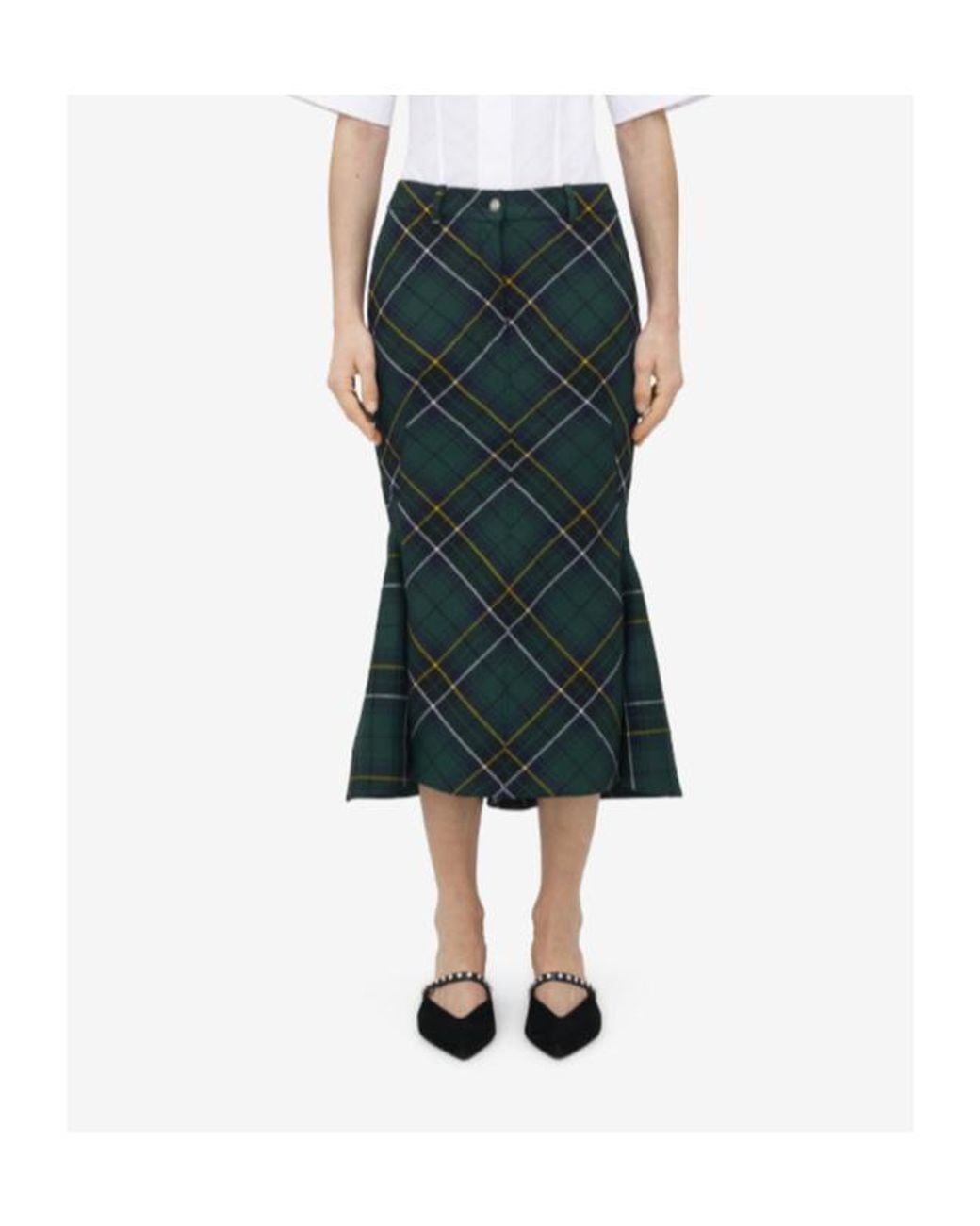 McQueen Green Kickback Tartan Skirt