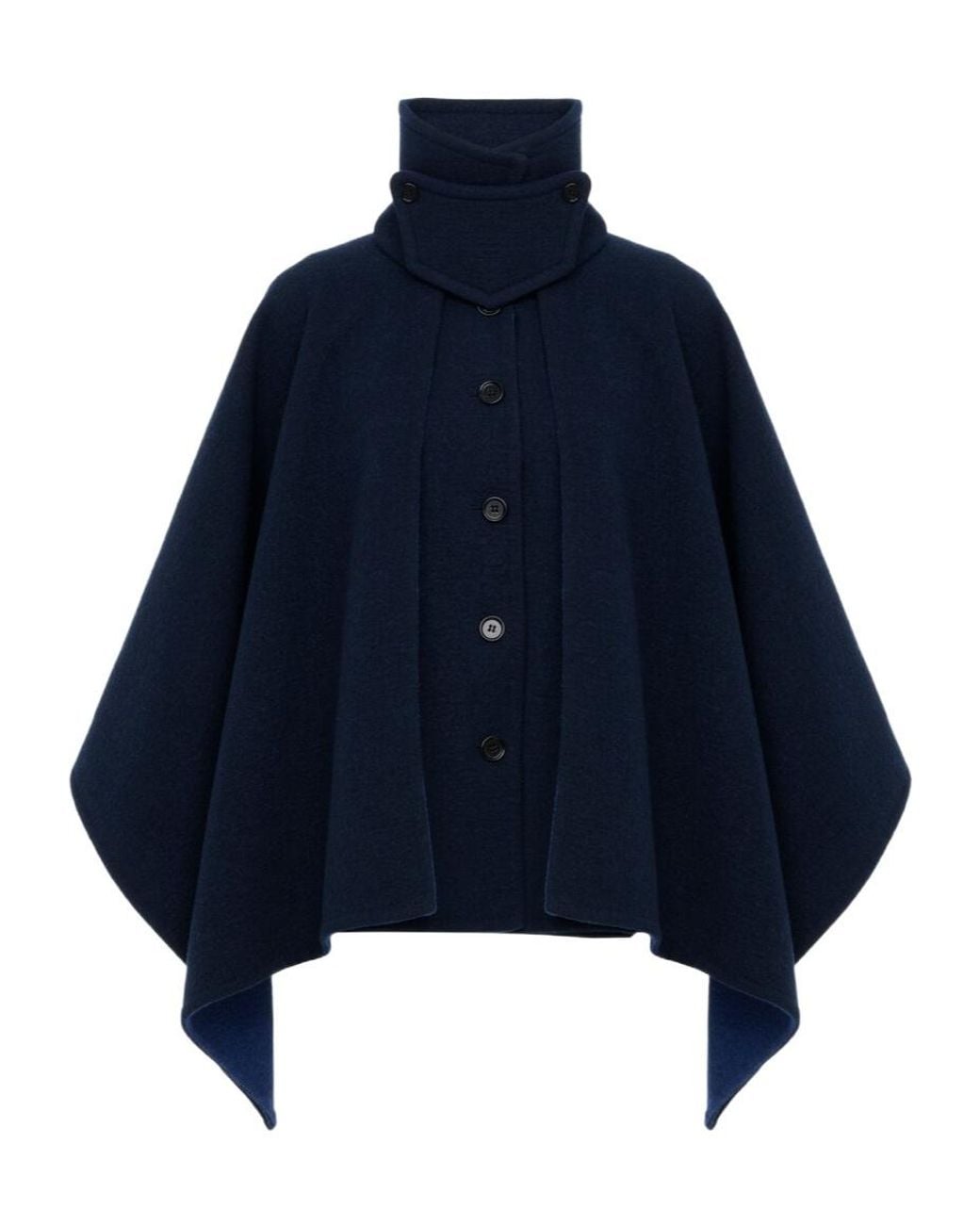 Chloé Blue High-Neck Short Cape Coat