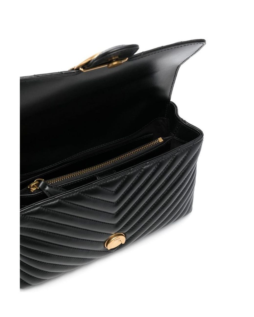 Pinko Black Classic Lady Love Chevron Puffer Tote Bag
