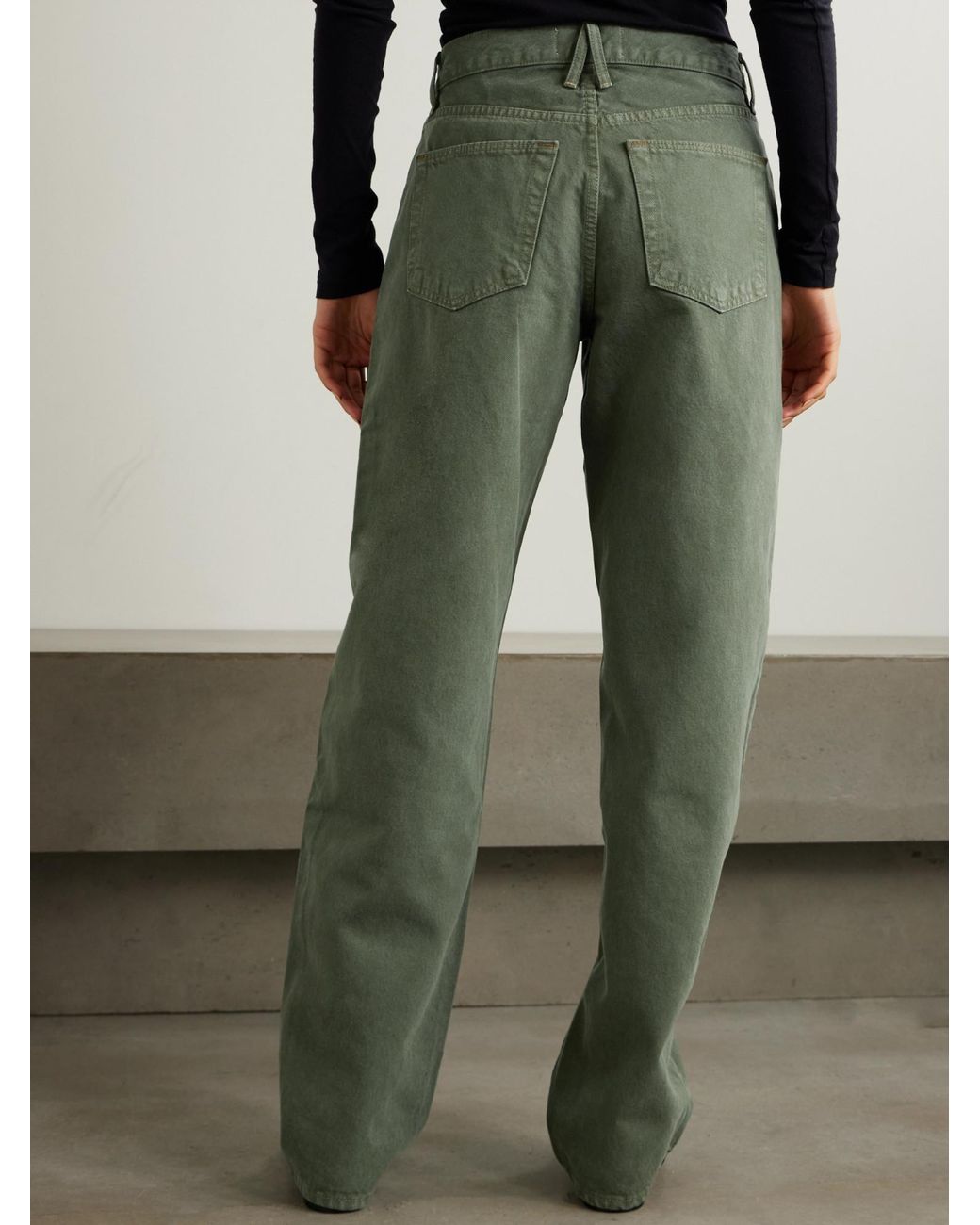 SLVRLAKE Denim Green High-Waisted Wide-Leg Jeans