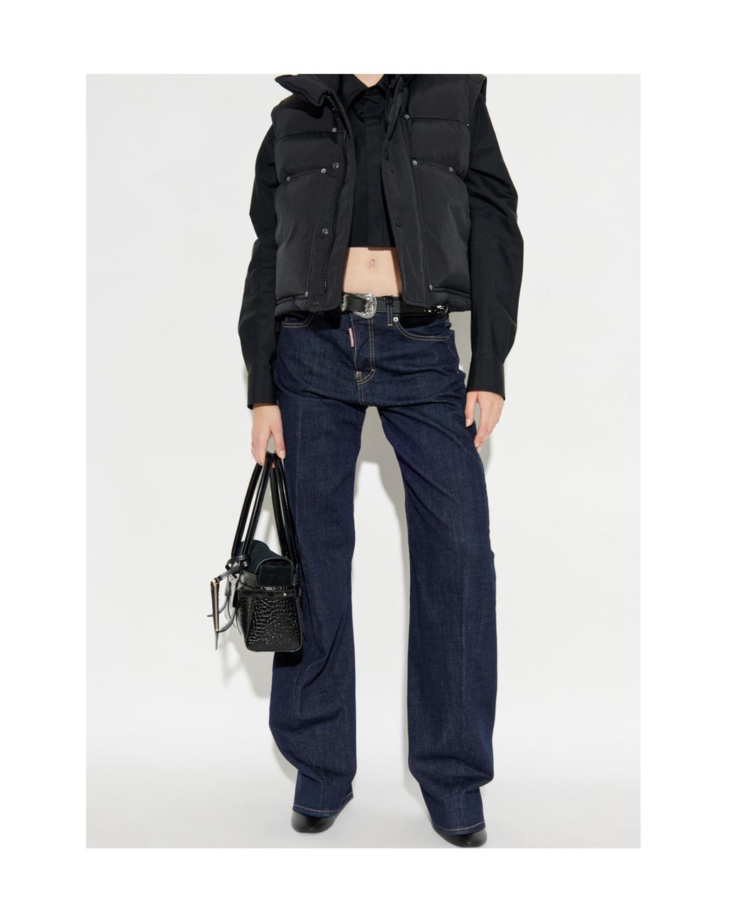 DSquared² Black Logo Embroidered High-Neck Padded Vest