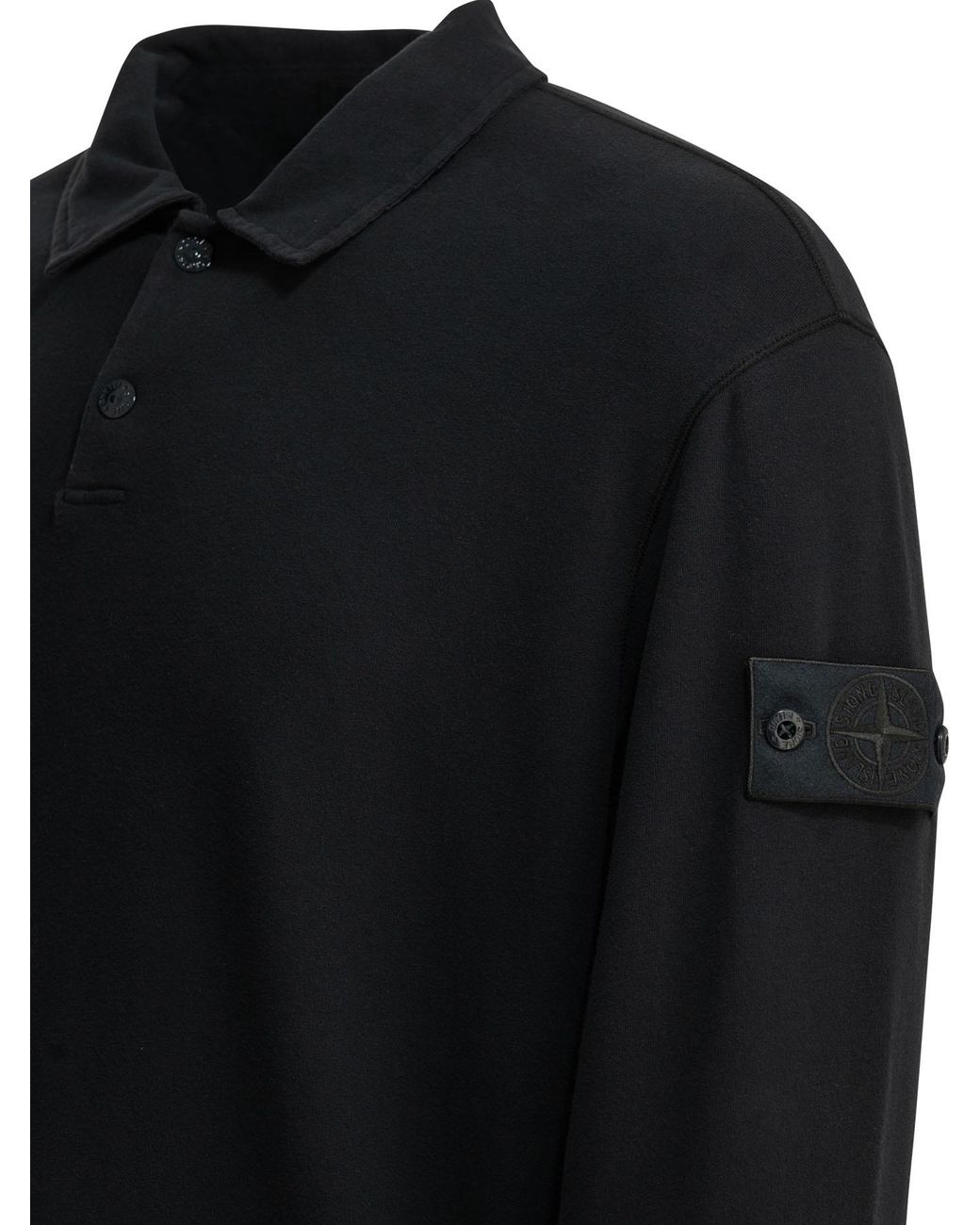 Stone Island Black Long-Sleeve Polo Shirt for men