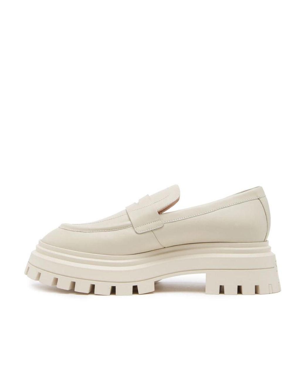 Stuart Weitzman Natural Almond-Toe Leather Loafers