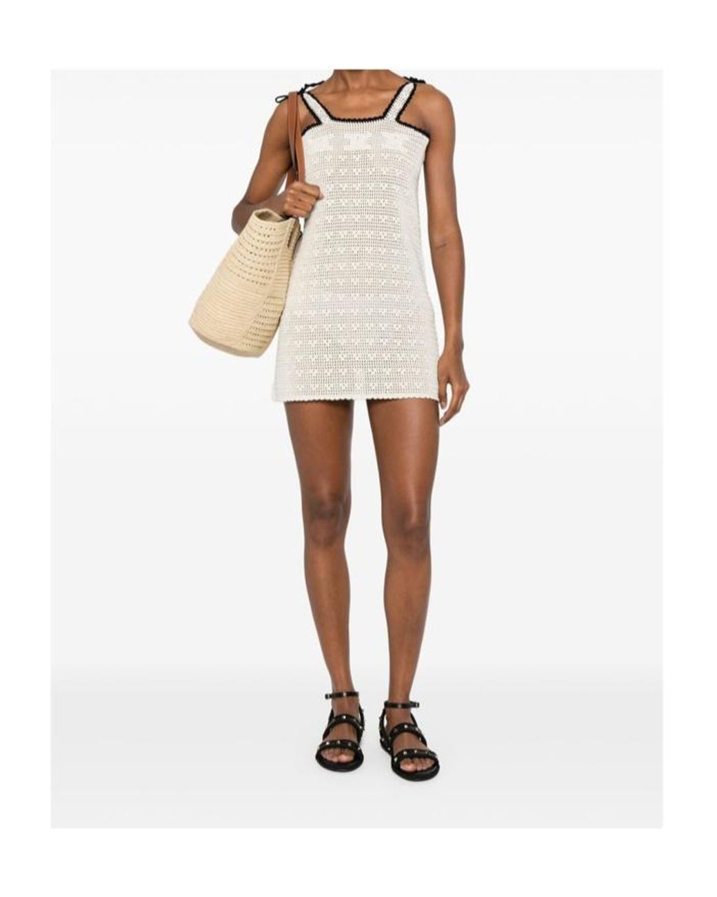 Céline Natural Crochet Short Dress