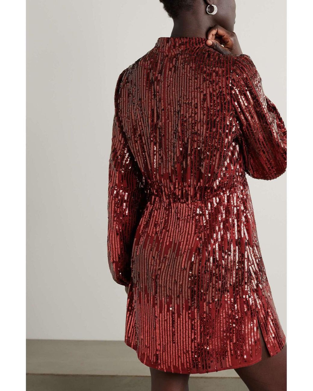 Rixo Red Long Sleeved Dress