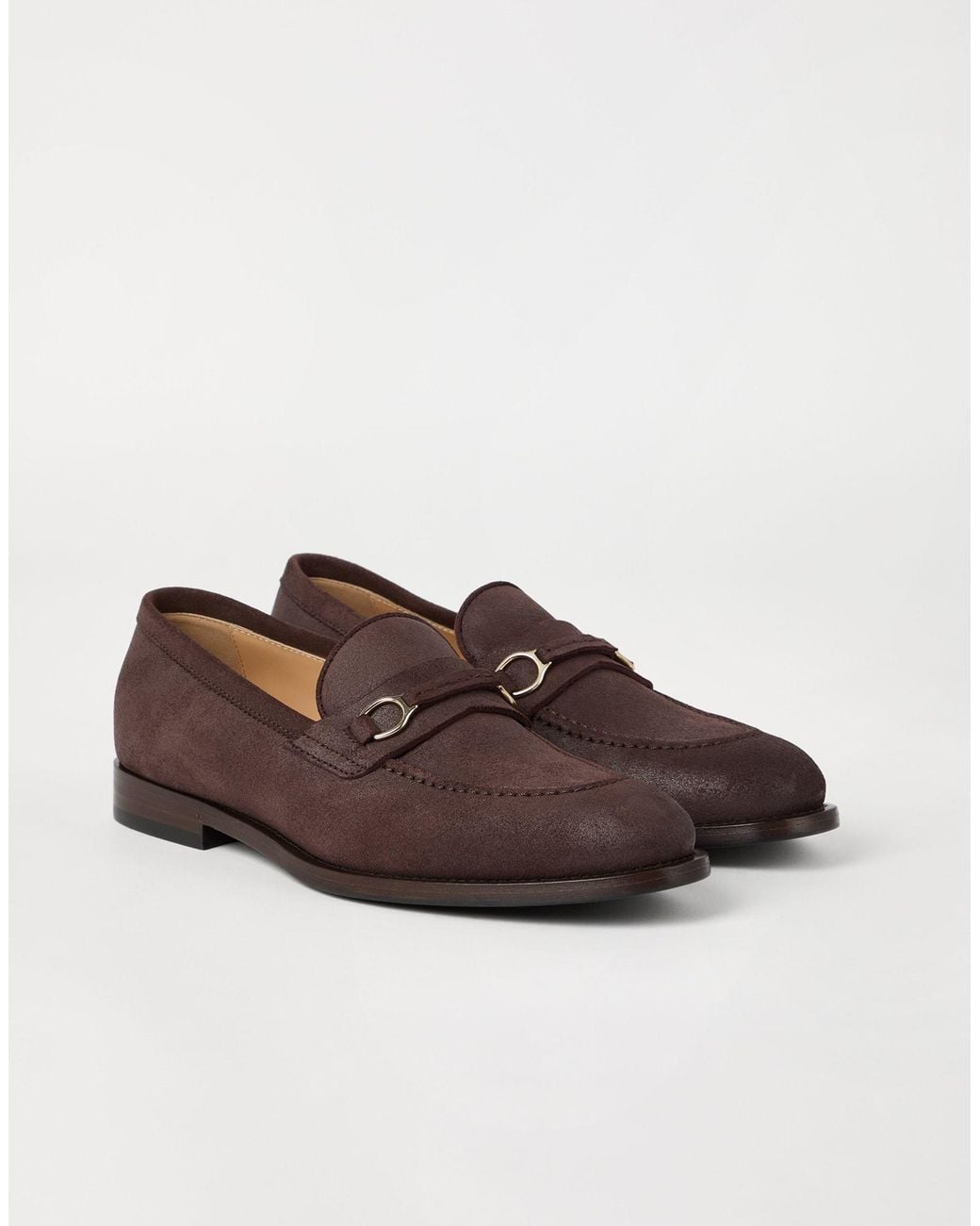 Brunello Cucinelli Brown Slip On Flat Shoes for men