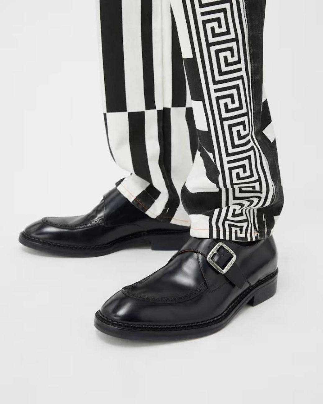 Versace Black Buckled Monk Shoes for men