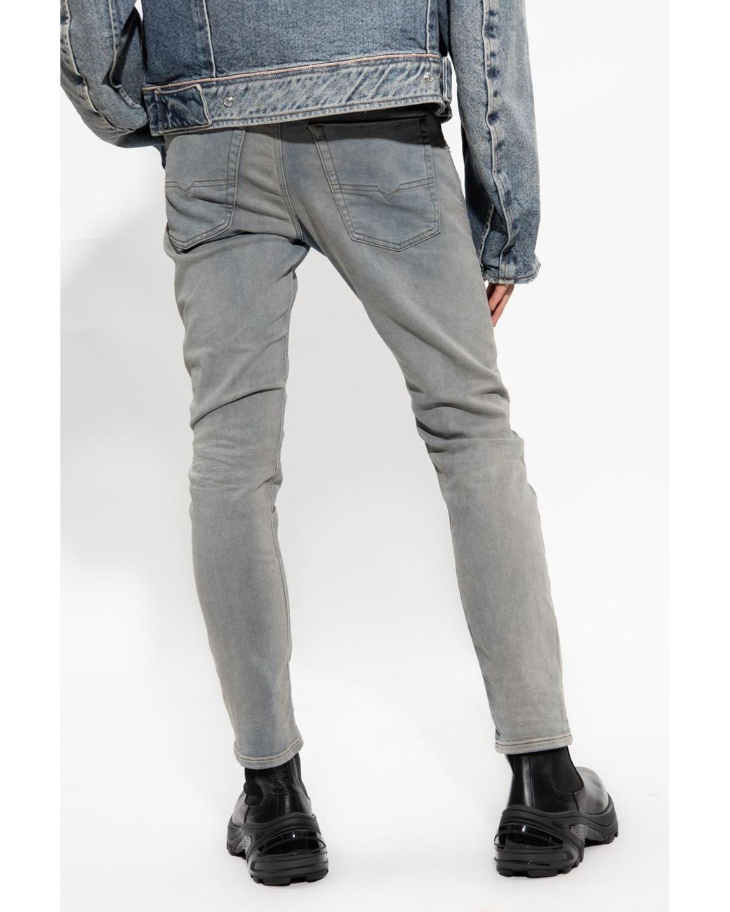 DIESEL Gray Krooley Drawstring Tapered Jogging Jeans for men