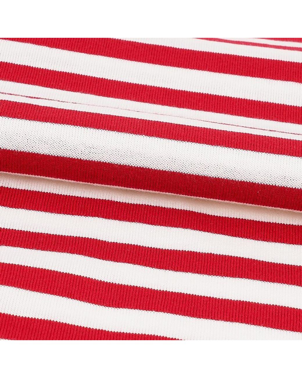 COMME DES GARÇONS PLAY Red Round Collar Striped T-Shirt