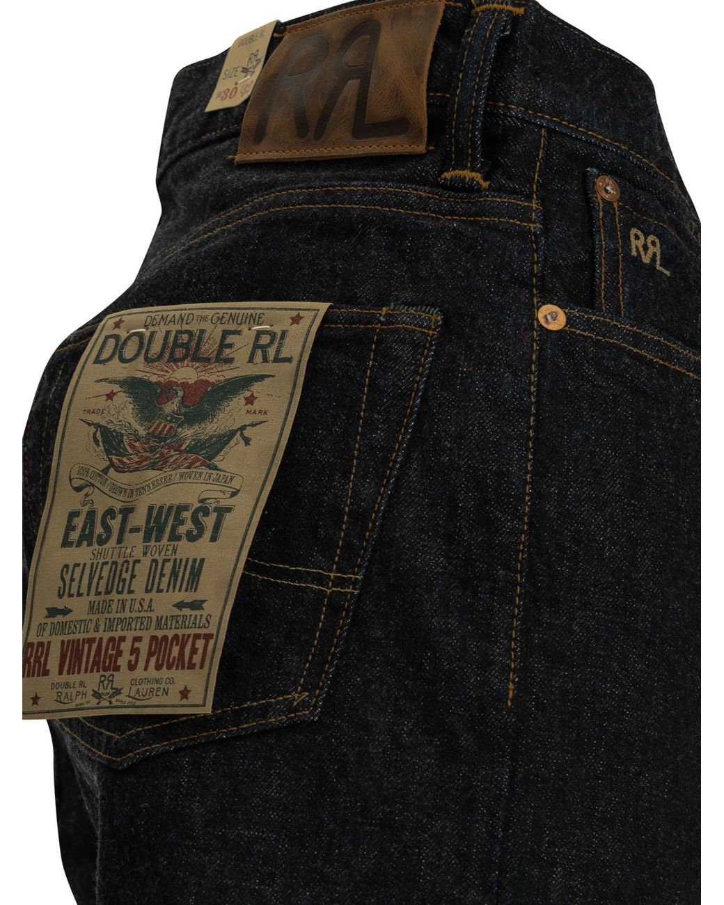 RRL Black Straight-Leg Jeans for men