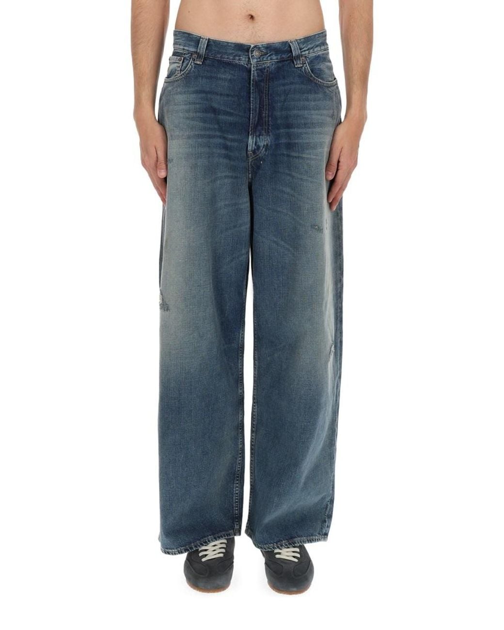 Acne Blue Loose-Fit Patch Jeans for men