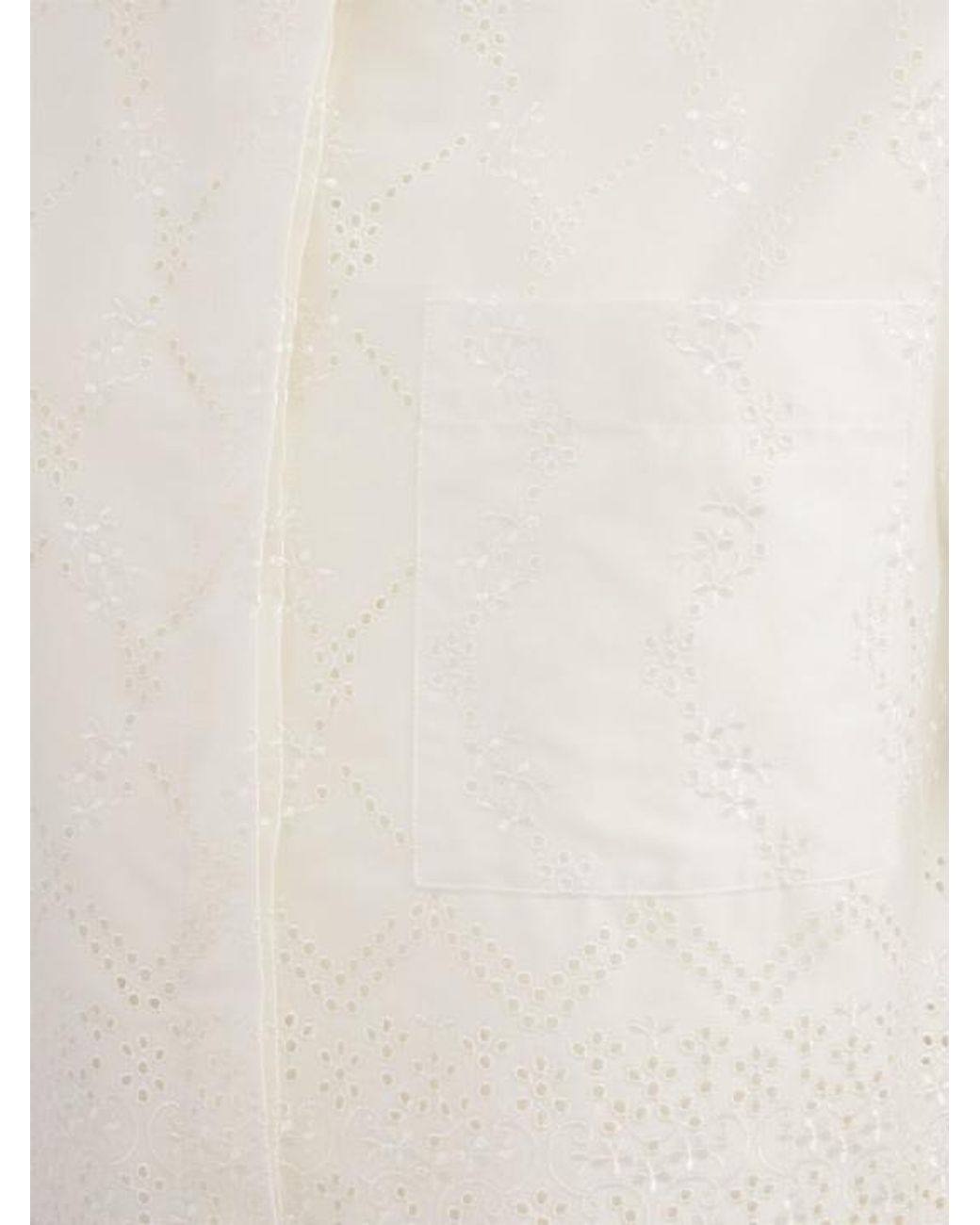 MSGM White Cropped Eyelet Lace Shirt