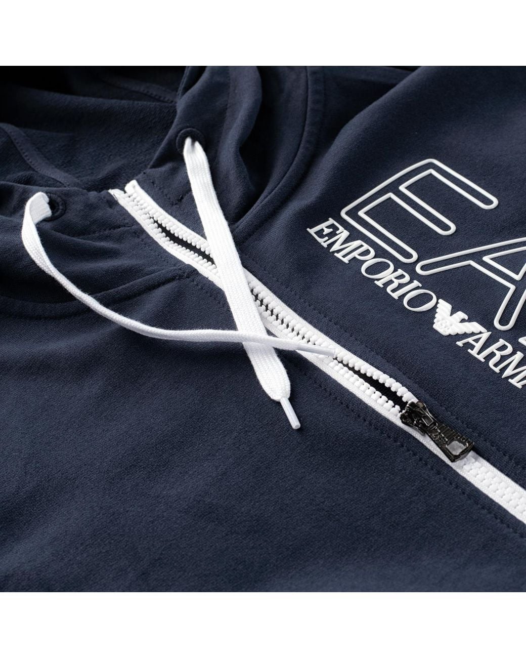 EA7 Blue Logo Hooded Casual Jacket for men
