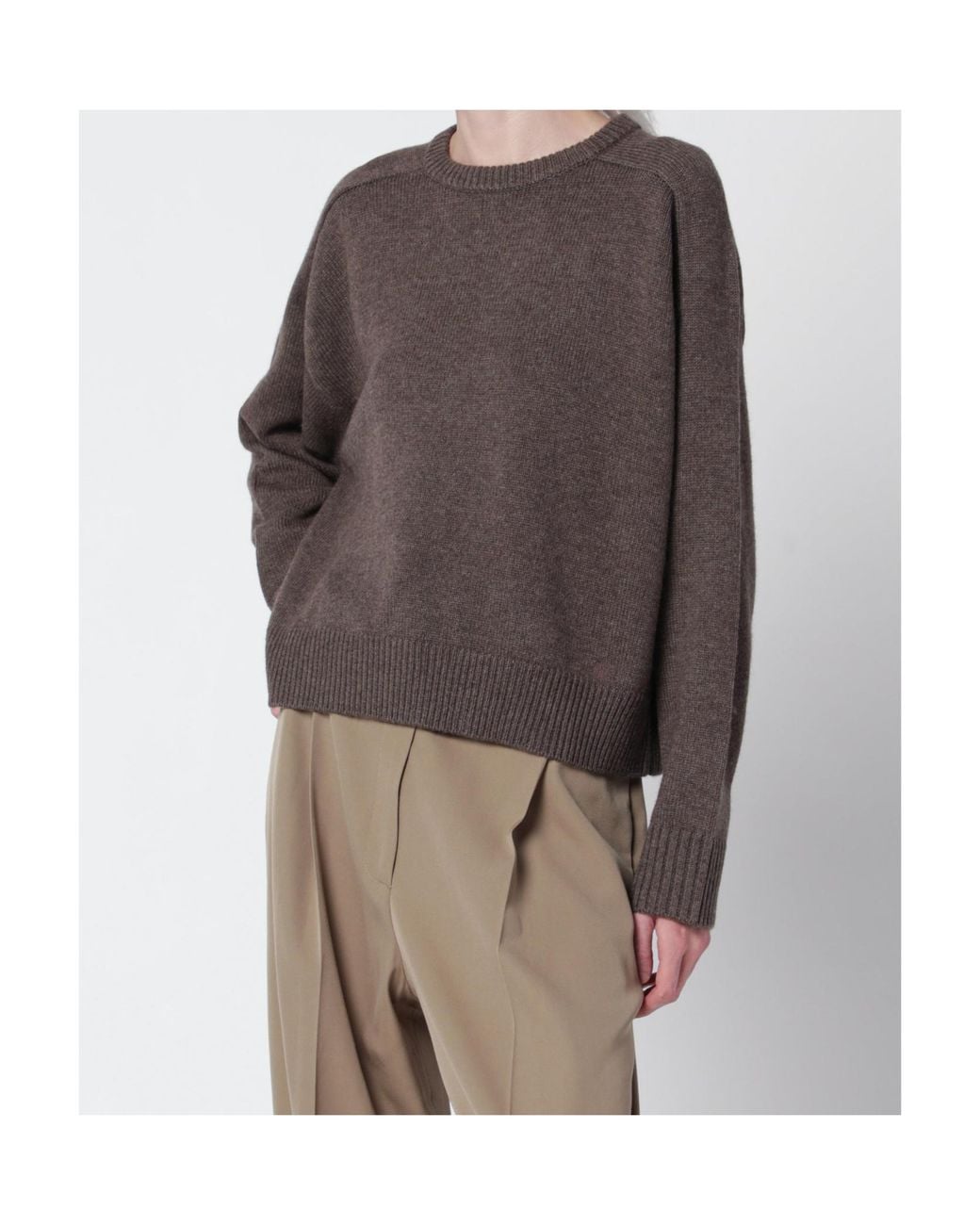 Loulou de Saison Brown Ribbed Crew Neck Sweater