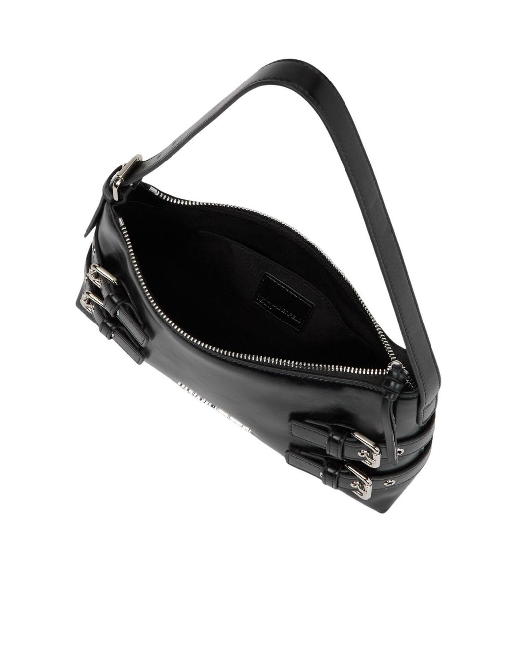 Karl Lagerfeld Black Buckle-Detail Shoulder Bag