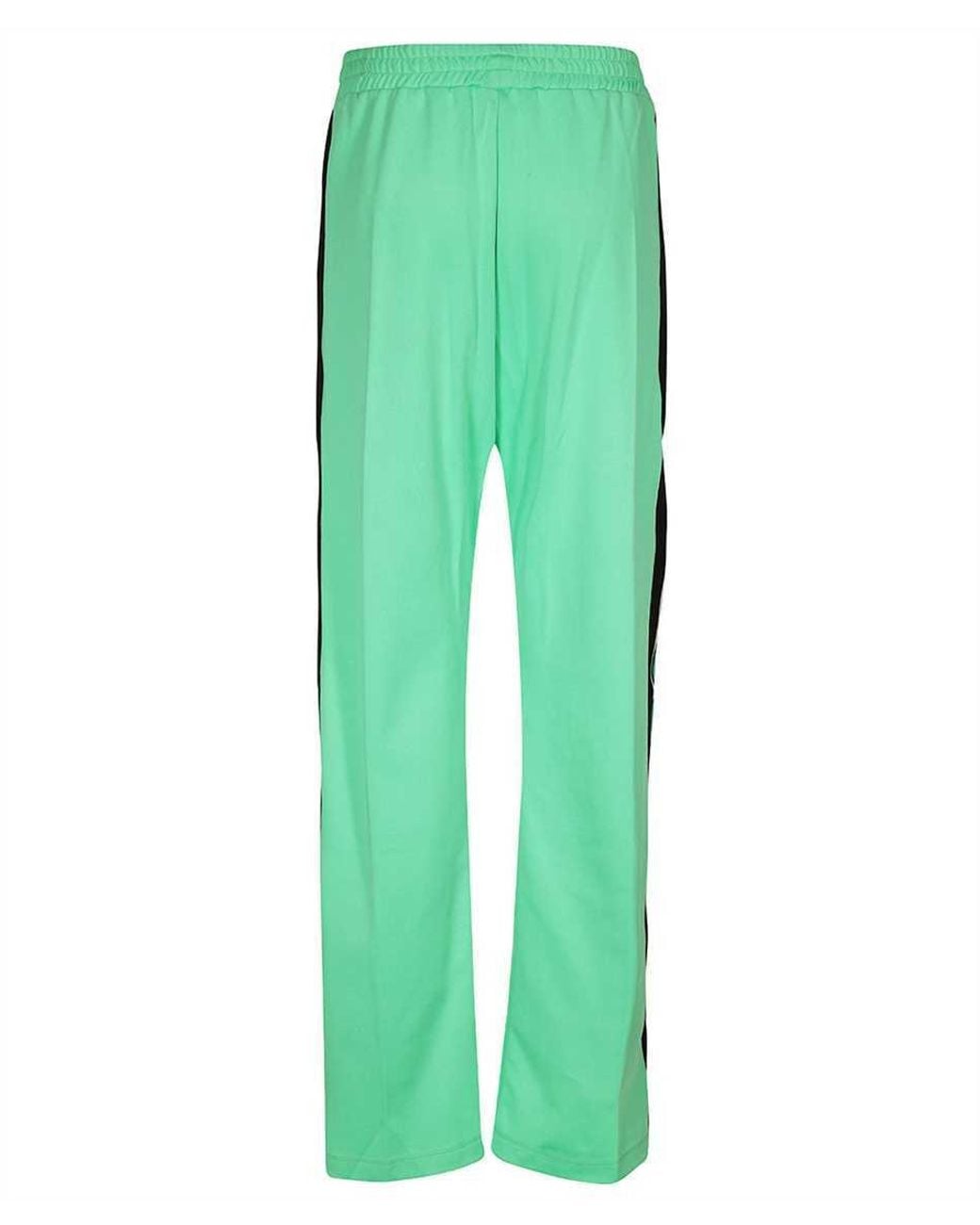 MSGM Green Striped-Detail Straight-Leg Track Pants