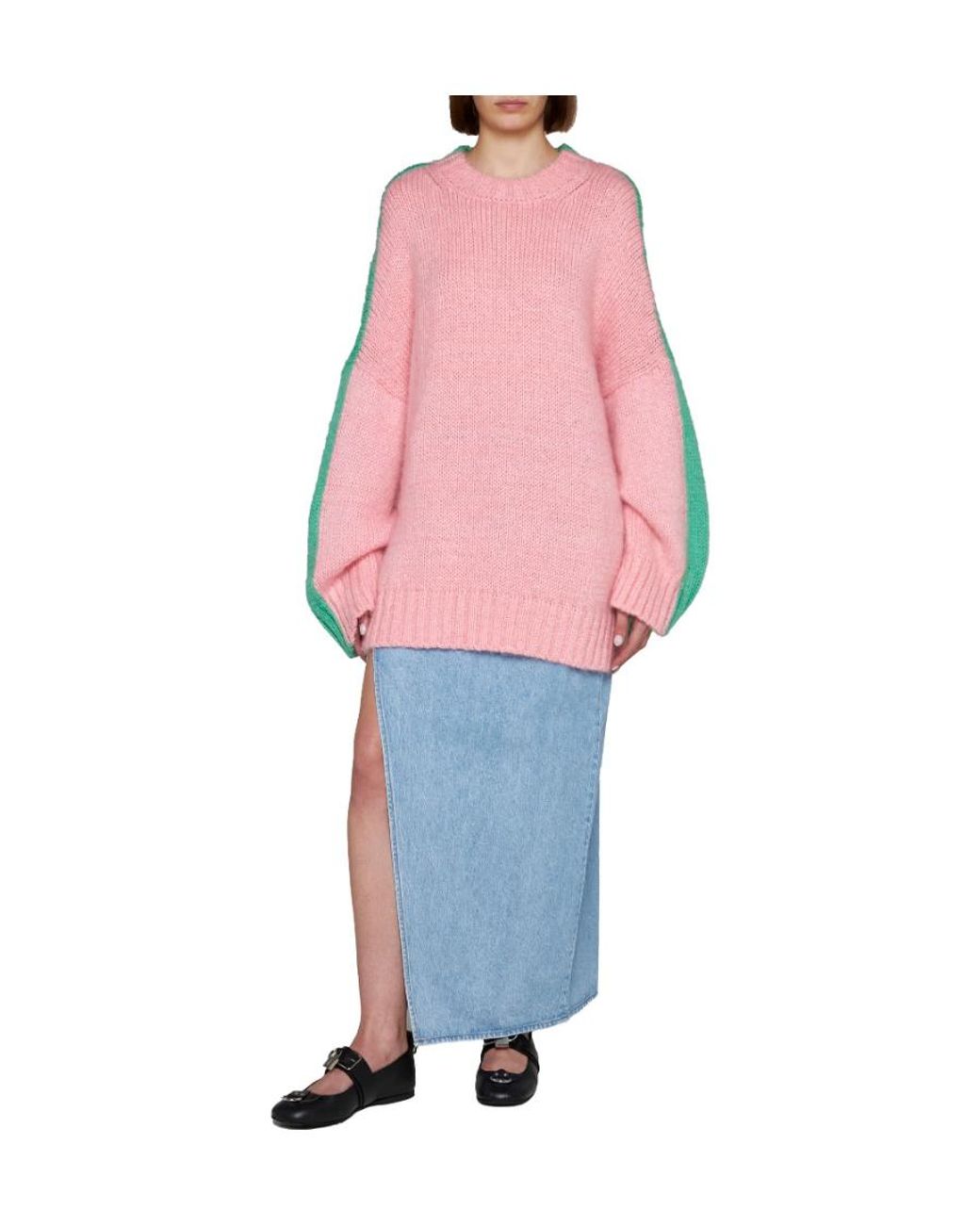 J.W. Anderson Pink Colour-Block Crew-Neck Jumper