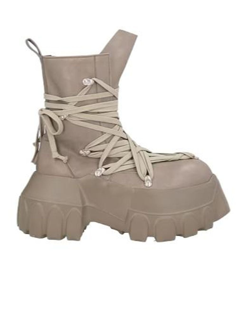 Rick Owens Gray Leather Platform Boots