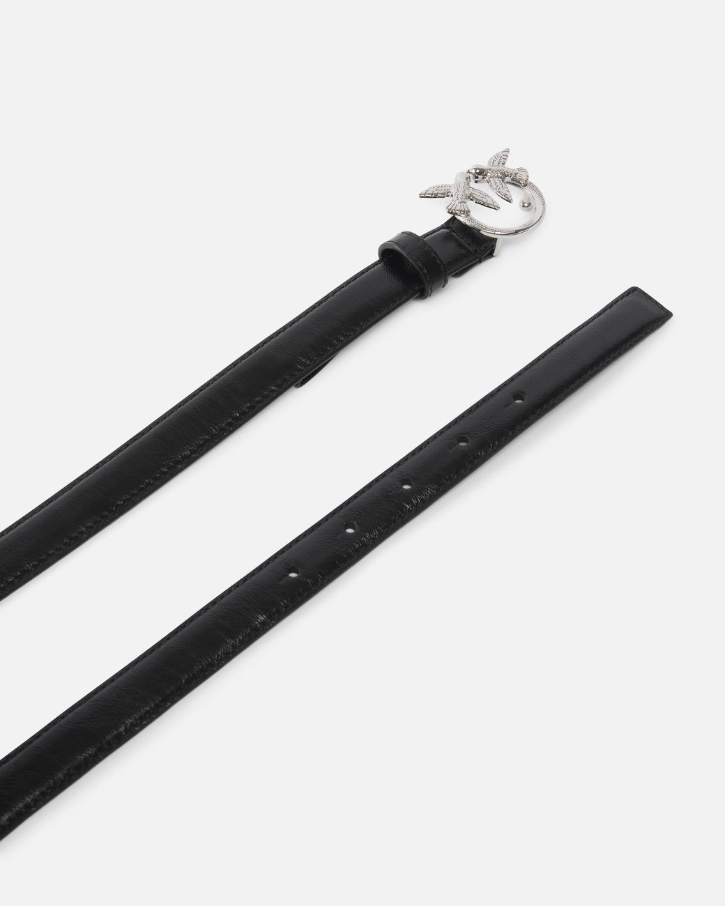 Pinko White Bird-Buckle Slim Belt