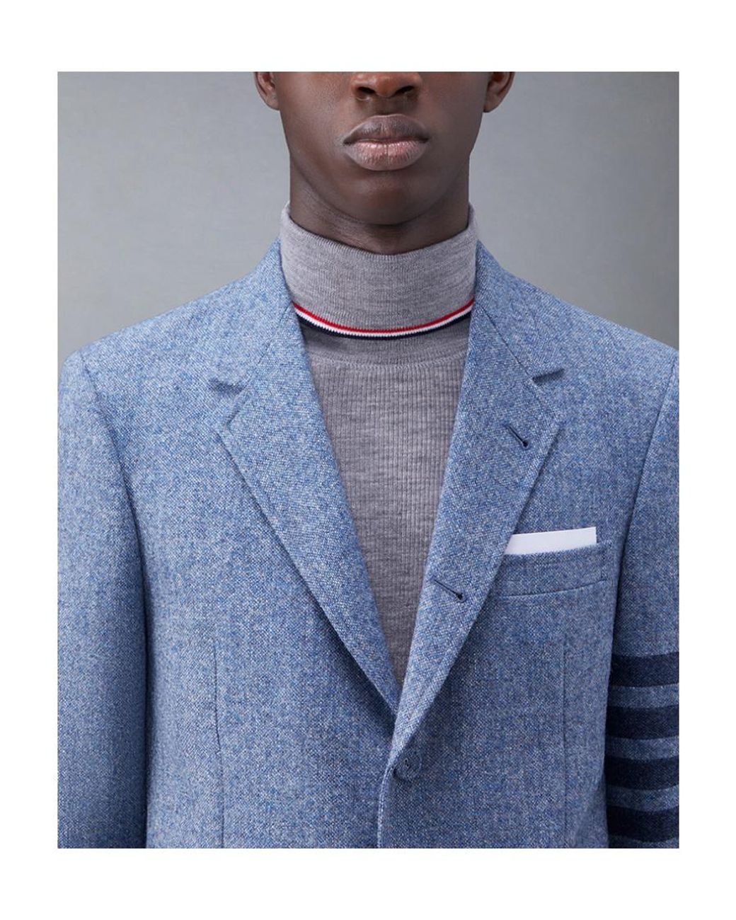 Thom Browne Blue Stripe-Detailed Single-Breasted Tailored Blazer for men