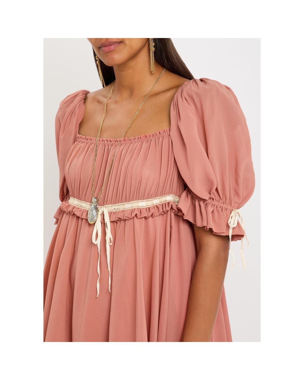 Chloé Pink Lace Paneled Dress