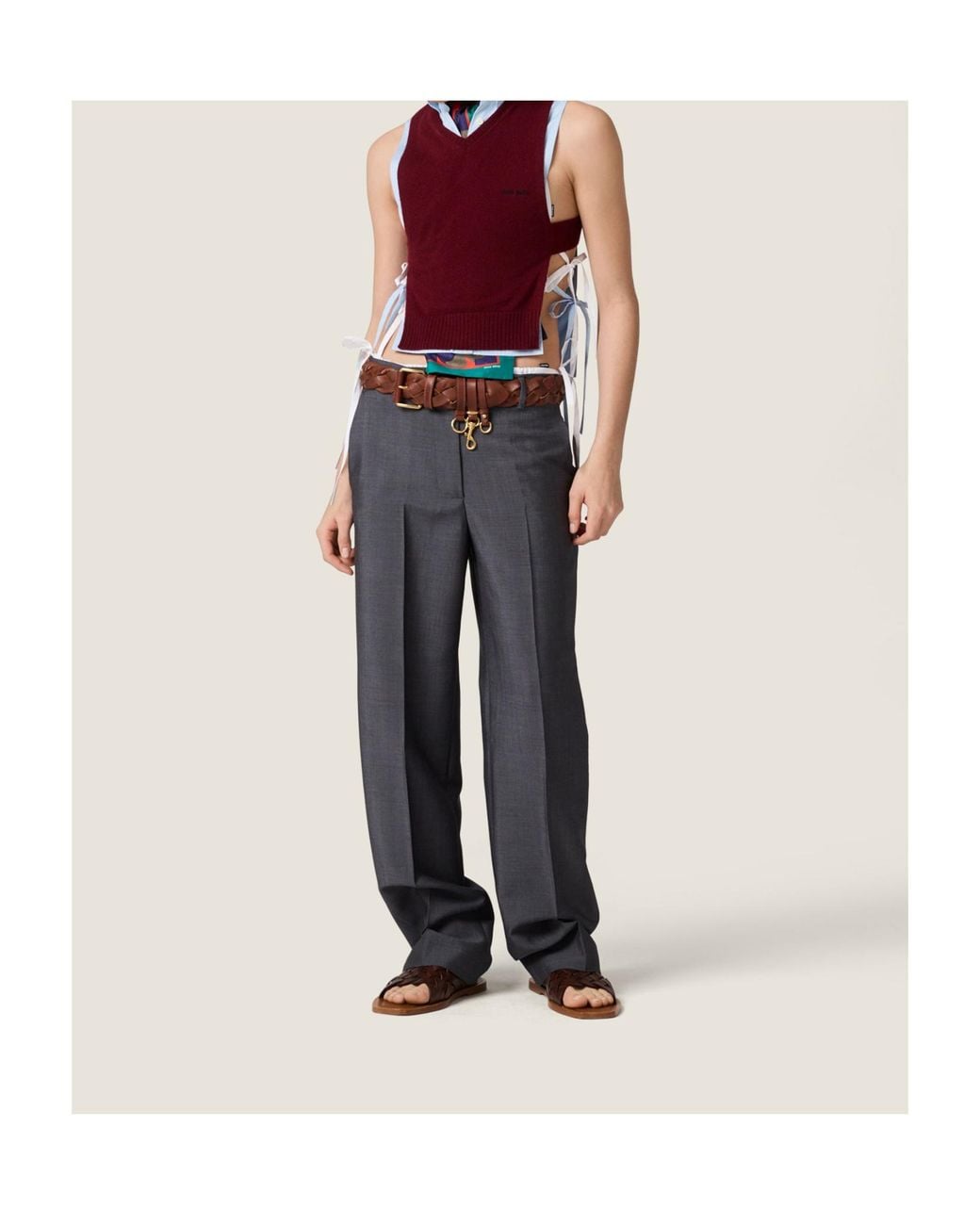 Miu Miu Red Cashmere Backless Sweater Vest