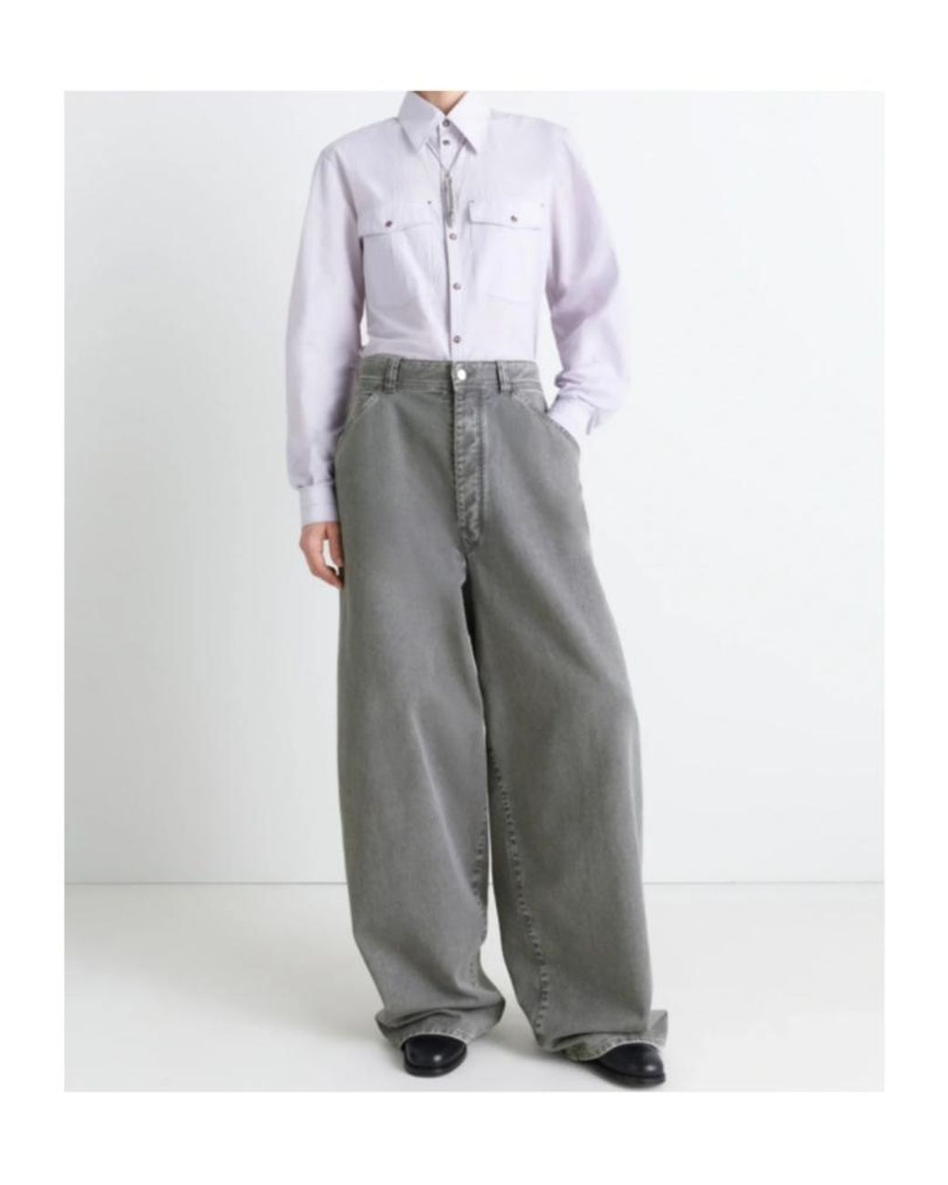 Lemaire Gray Snow-Wash Tapered Trousers