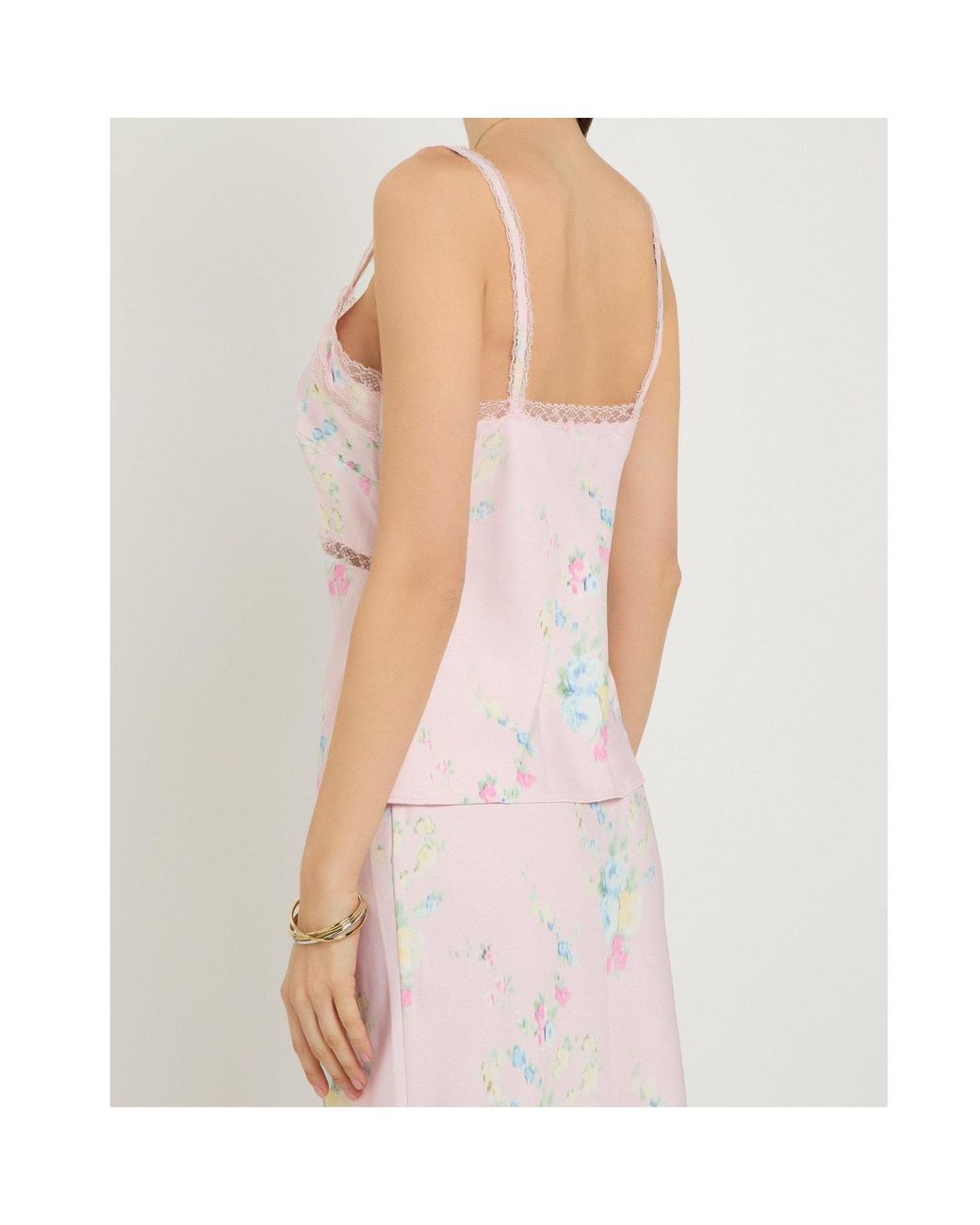 LoveShackFancy Pink Floral Print Tank Top