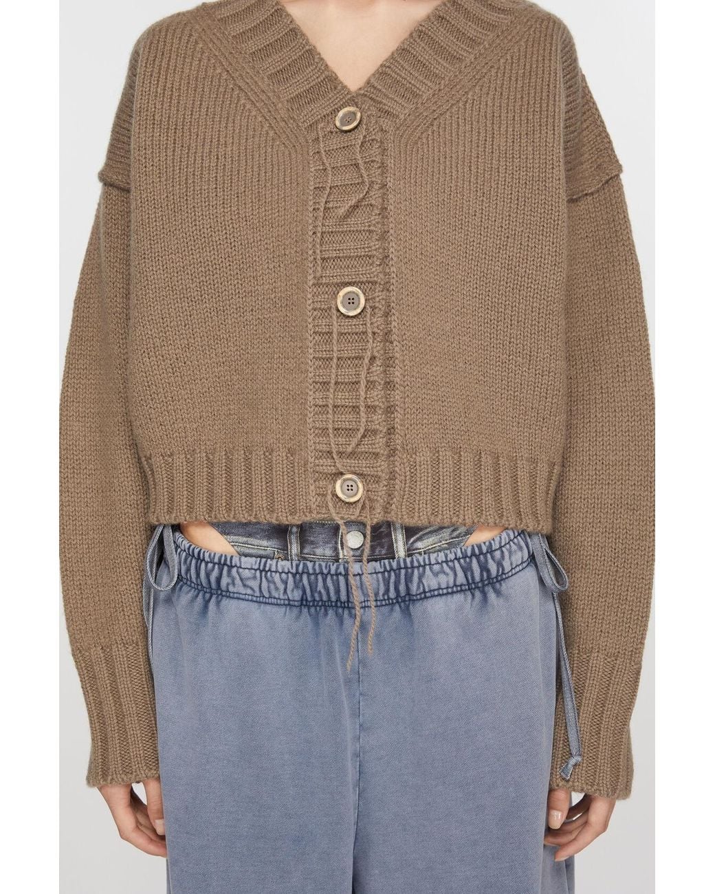 Acne Natural V-Neck Buttoned Cardigan