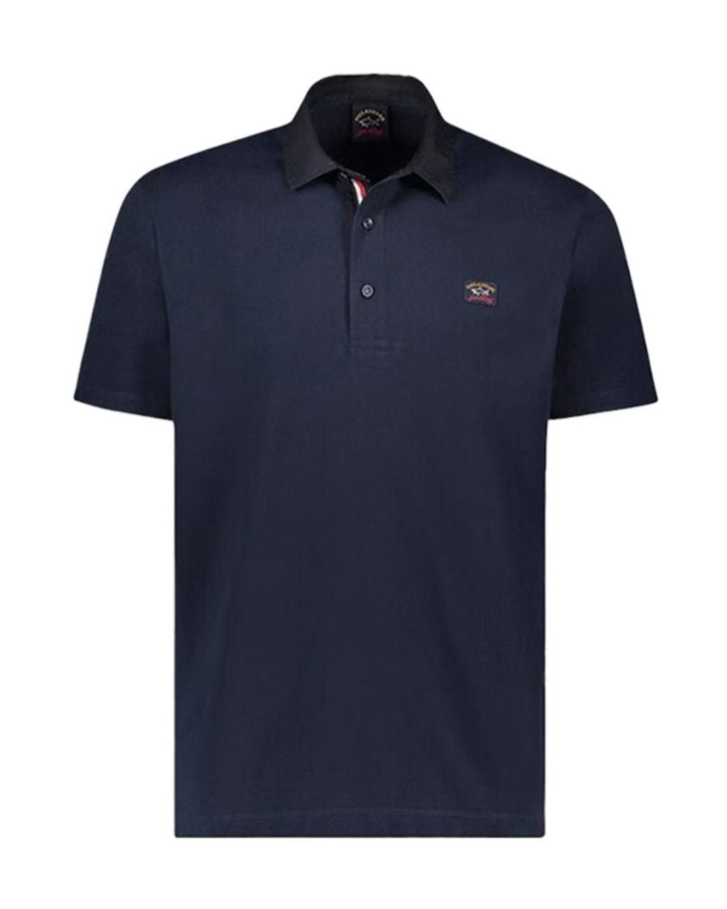 Paul & Shark Blue Logo-Patch Short-Sleeve Polo Shirt for men