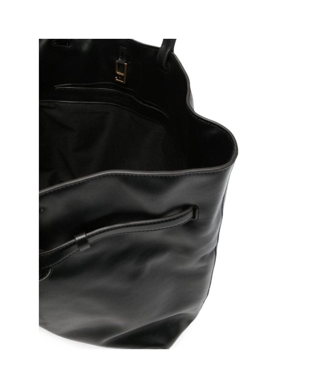 Anine Bing Black Small Elly Buckled Leather Tote Bag