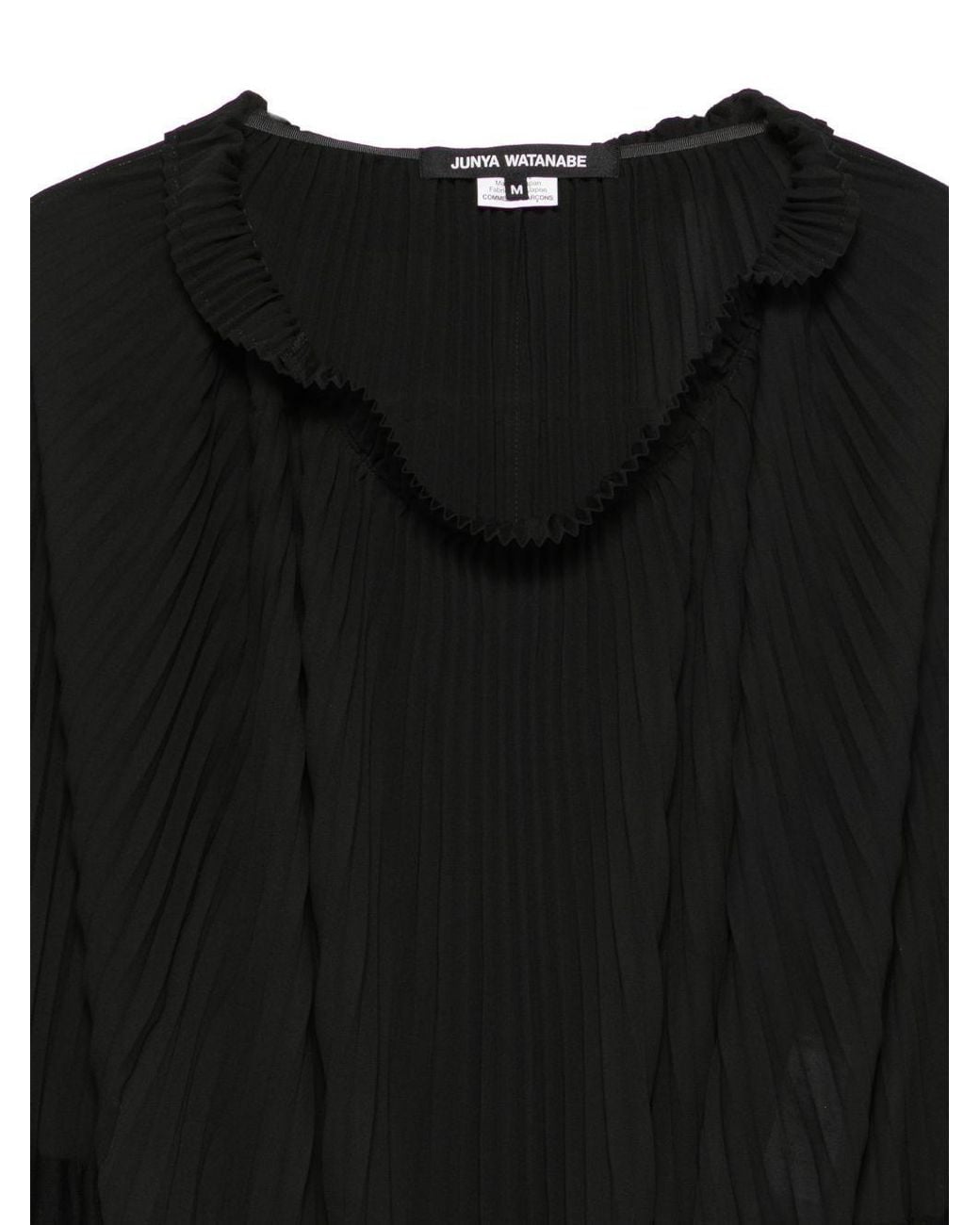 Junya Watanabe Black Pleated Ruffled-Trim Top