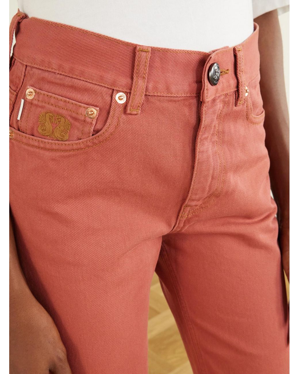 Blazé Milano Red Mid-Rise Wide-Leg Jeans
