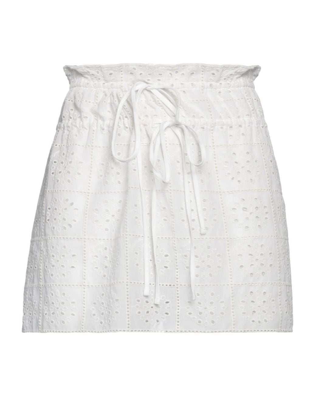 Ganni White Solid-Colored Cutout Umbrella Skirt