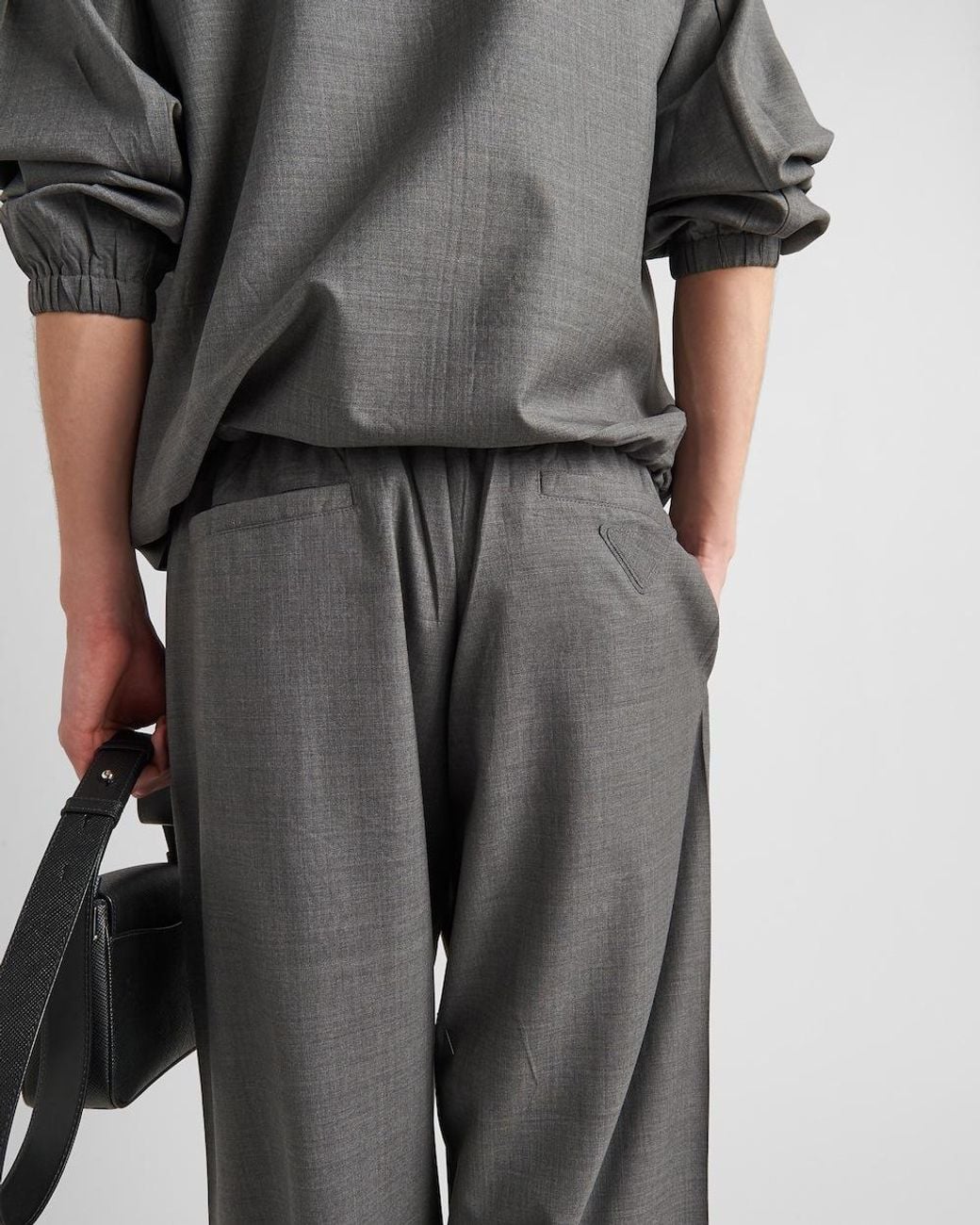 Prada Gray Wide-Leg Tailored Trousers for men