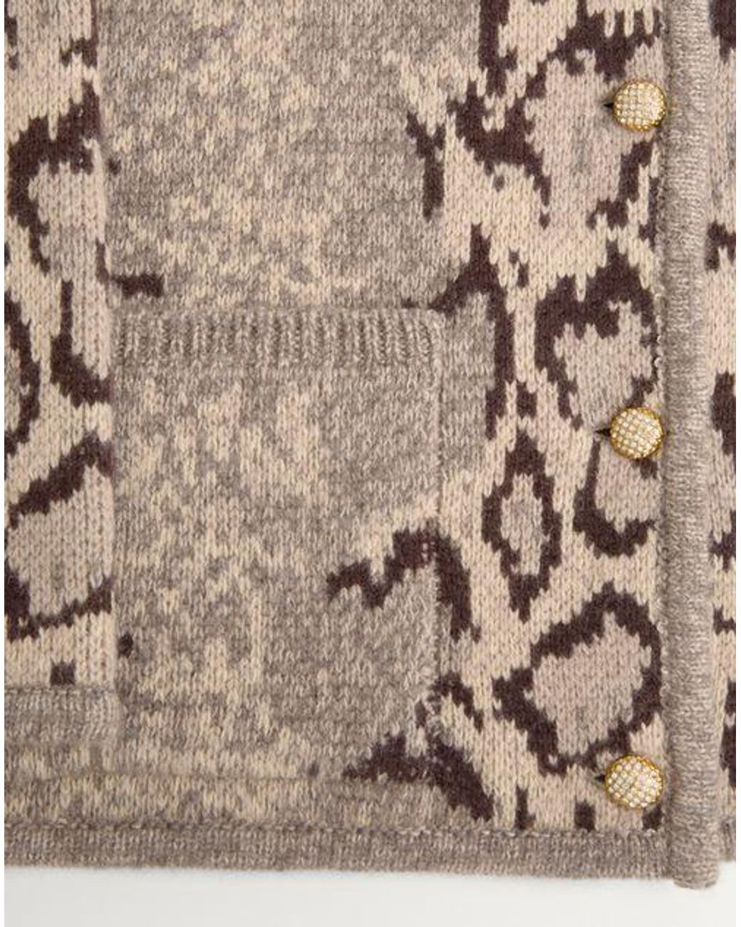 Valentino Natural Button-Up Crewneck Cardigan
