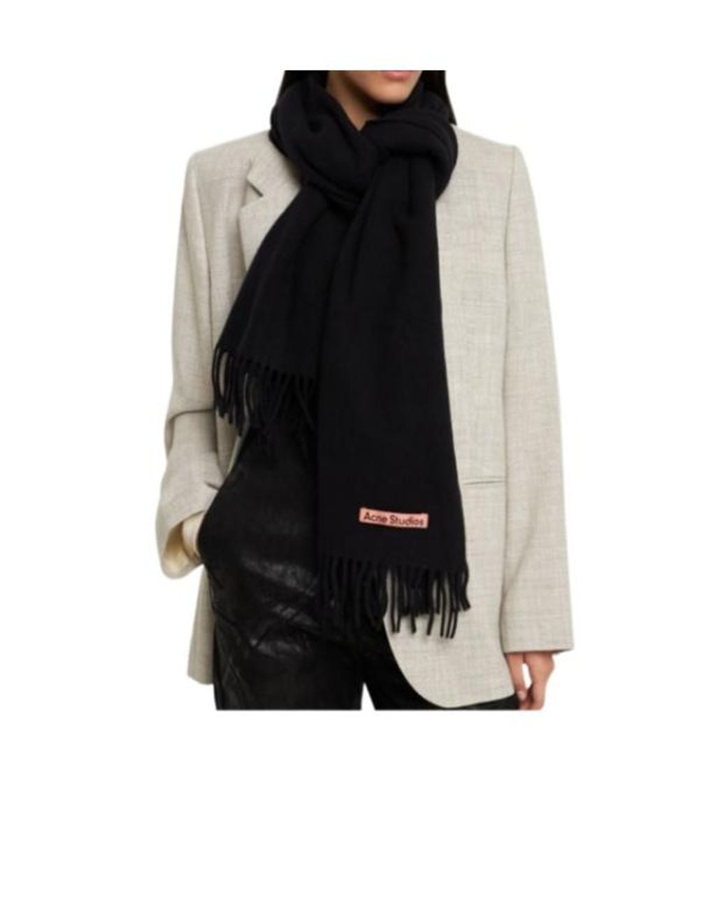 Acne Black Rectangular Scarf for men