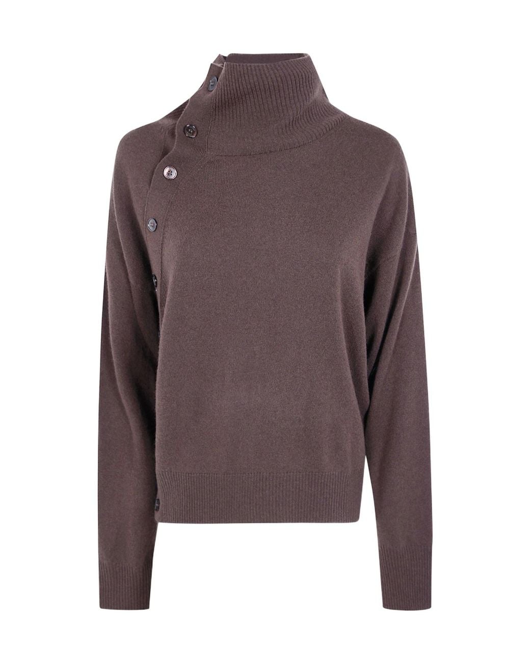 Seventy Brown Buttoned Turtleneck Knitted Jumper