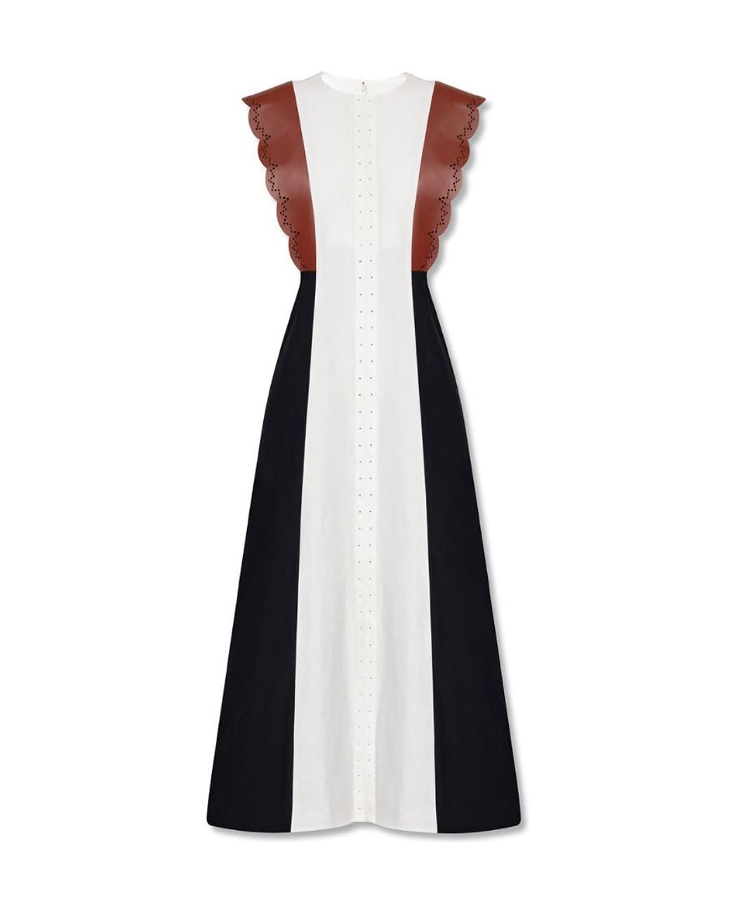 Chloé Black Soft Panama Aloe Linen Midi Drs M