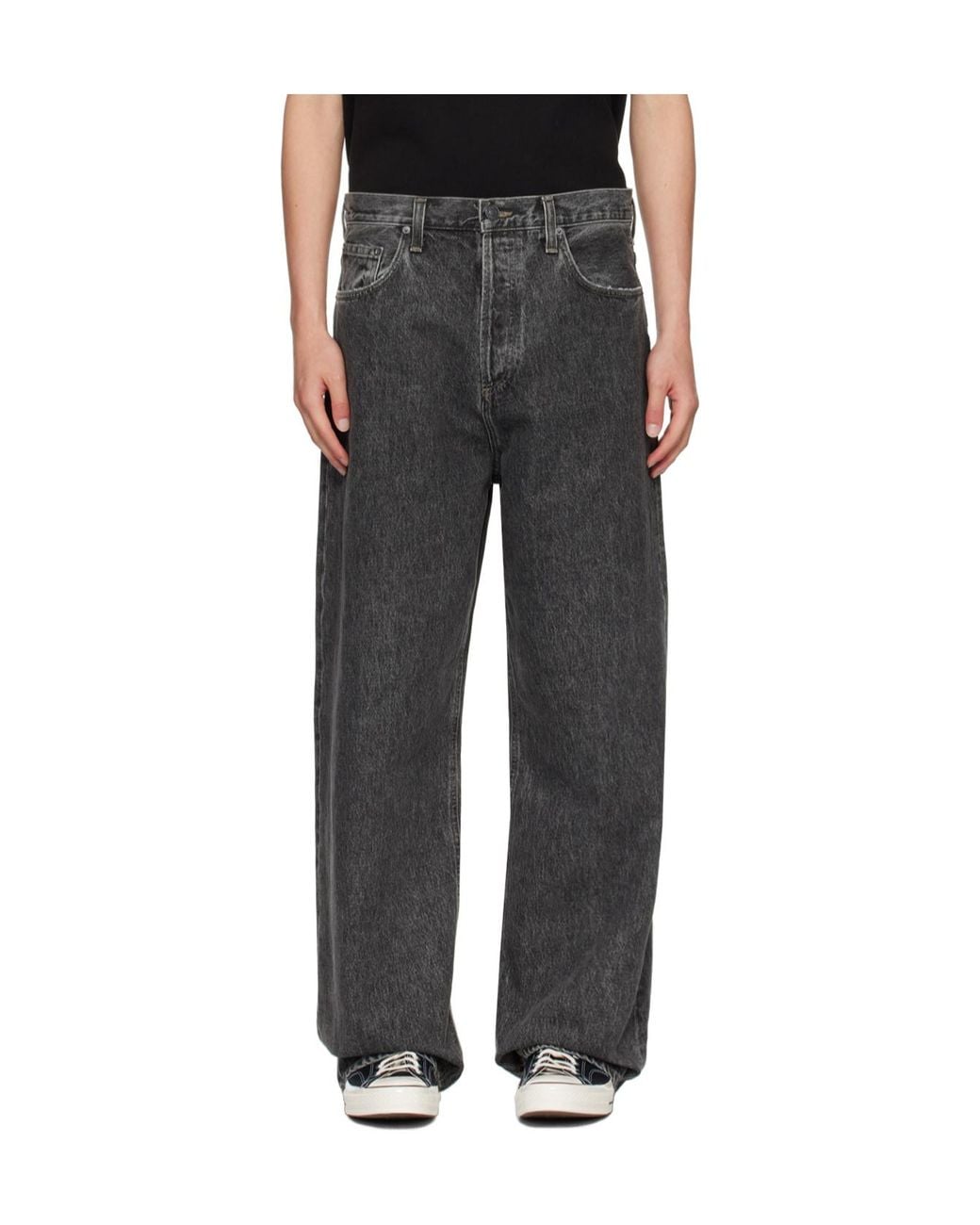 Agolde Gray Denim Trousers With Belt Loops for men