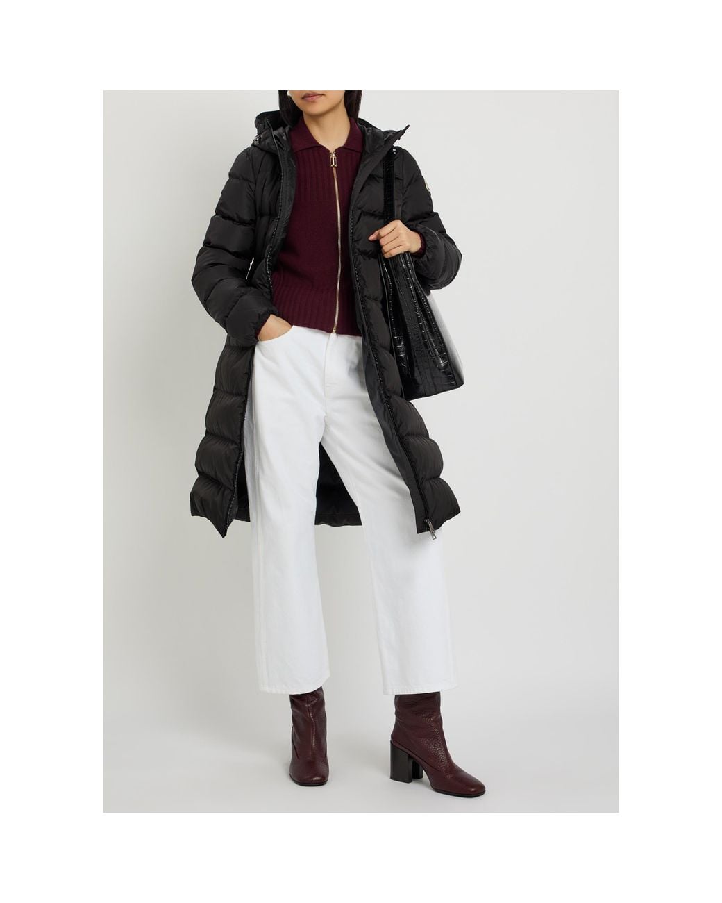 Moncler Black Hooded Long Down Coat